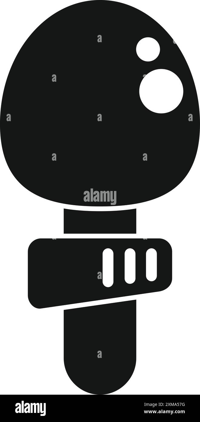 Icône solide noire pour un microphone moderne enregistrant l'onde sonore audio Illustration de Vecteur
