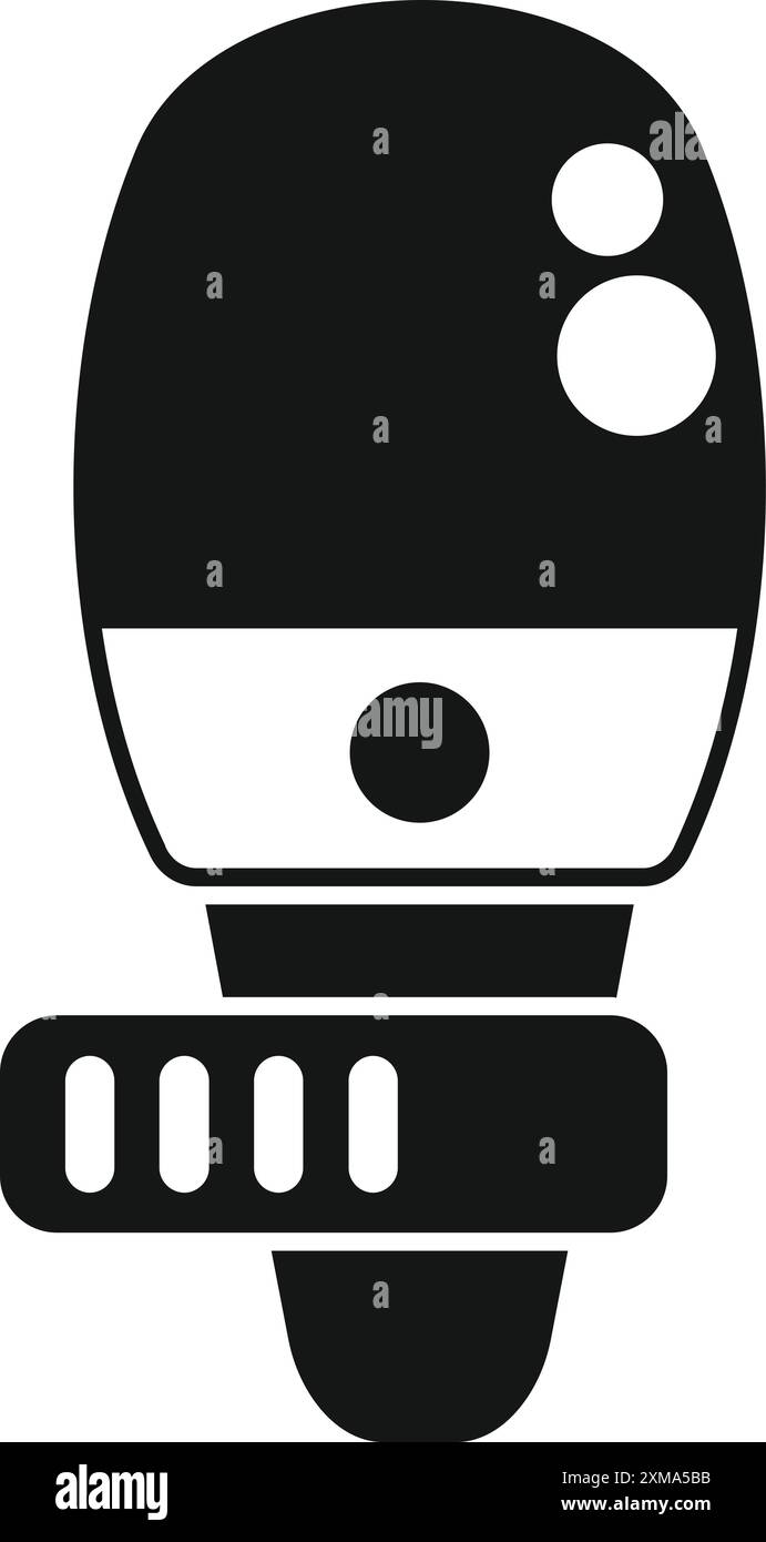 Dispositif électronique d'épilation au laser indiquant le niveau de la batterie avec un bouton pour l'activer Illustration de Vecteur