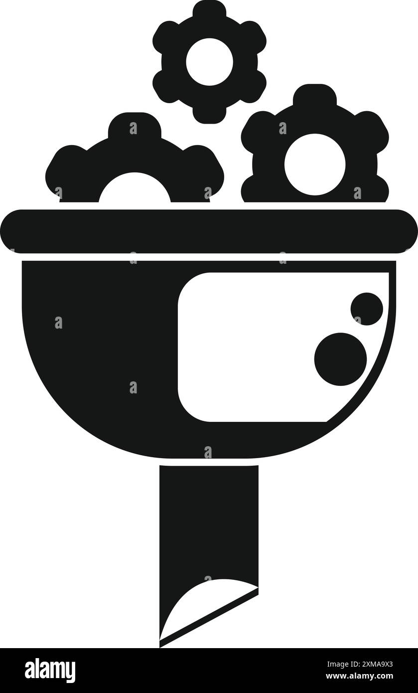 Entonnoir de vente avec engrenages représentant la génération et la conversion de leads Illustration de Vecteur