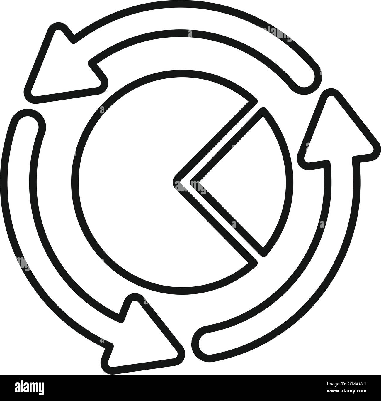 Le graphique circulaire en trait est entouré de flèches circulant dans un cercle, montrant un concept tel que le recyclage Illustration de Vecteur