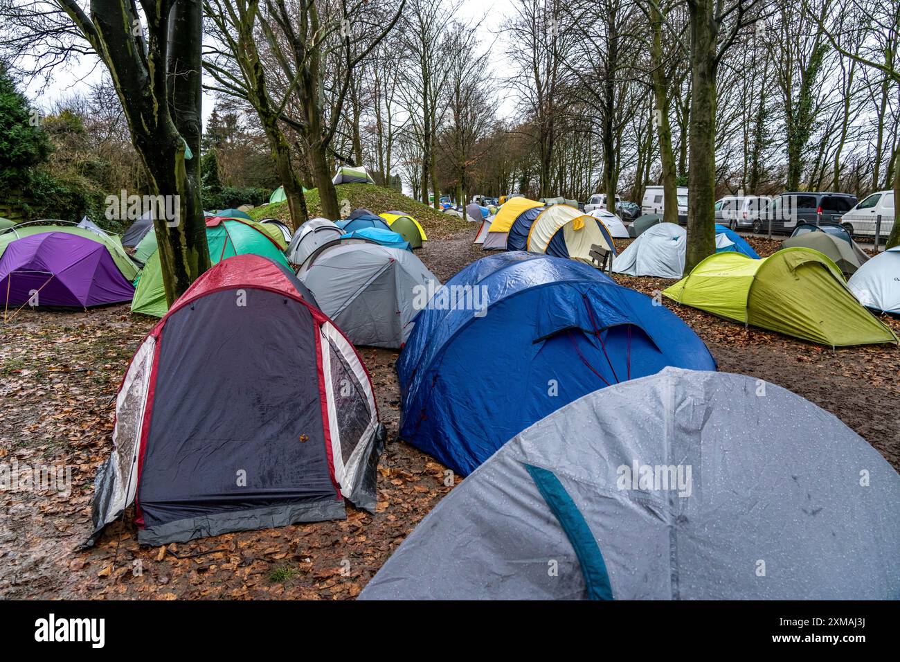 Camp d'activistes climatiques, tentes, manifestation contre la démolition du village de lignite Luetzerath, du village Keyenberg Banque D'Images