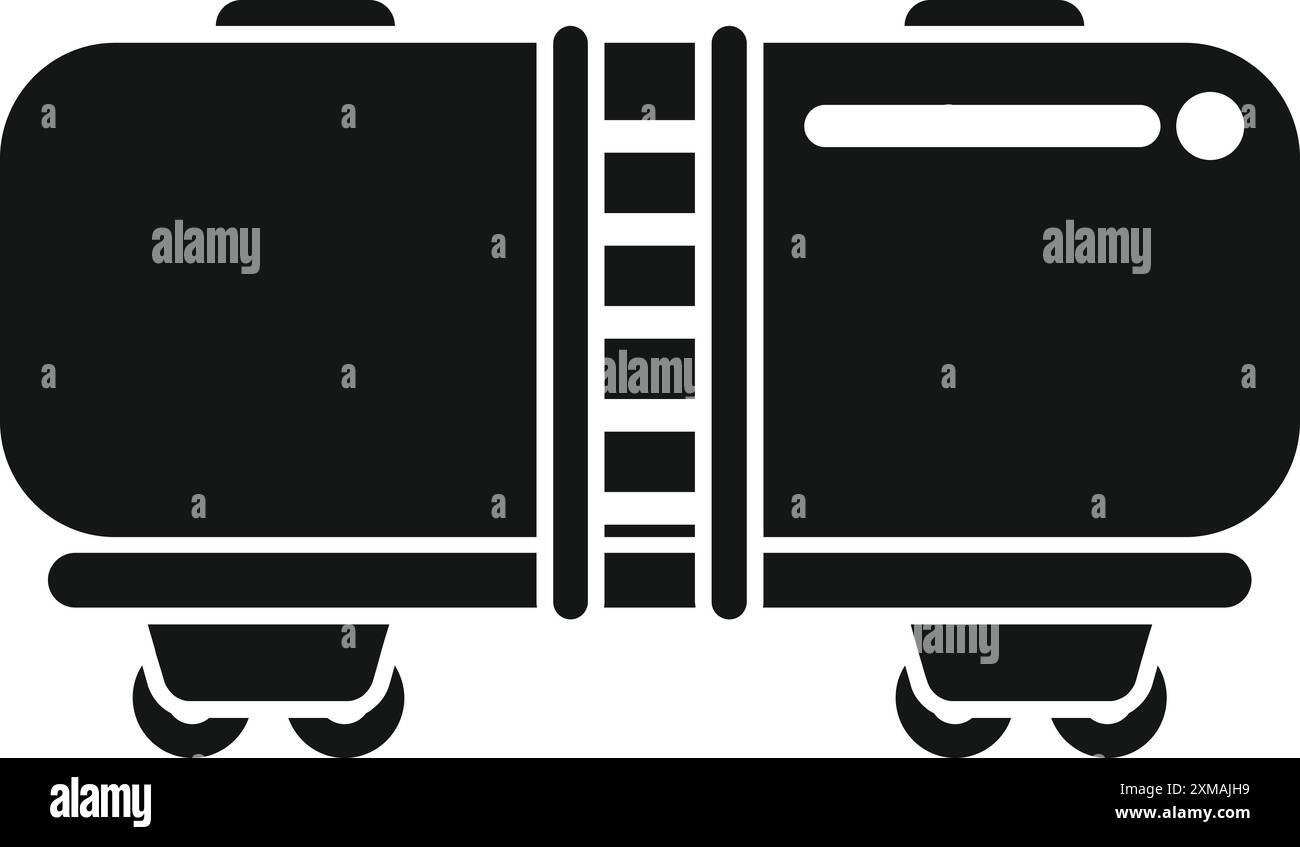 Icône de glyphe noir pour un wagon-citerne transportant des produits pétroliers par rail transportant du carburant par train Illustration de Vecteur