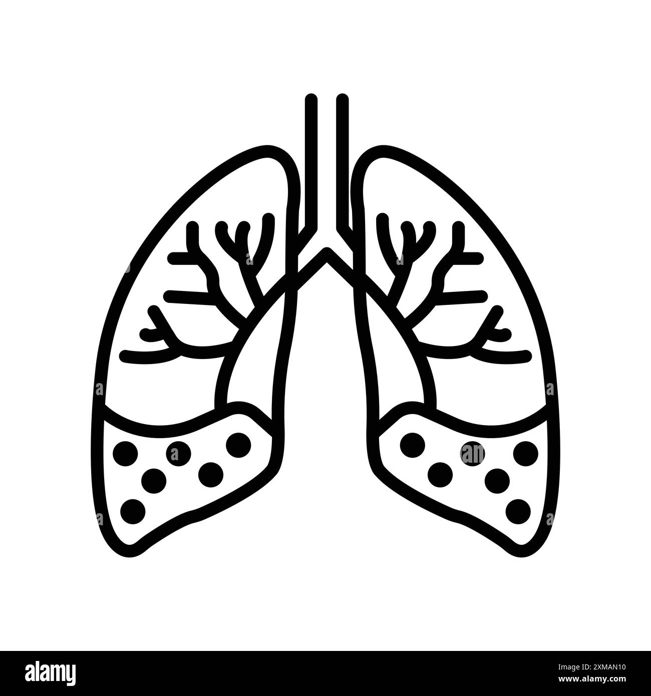 Asthma icône linéaire logo Mark Set collection en noir et blanc pour le web Illustration de Vecteur