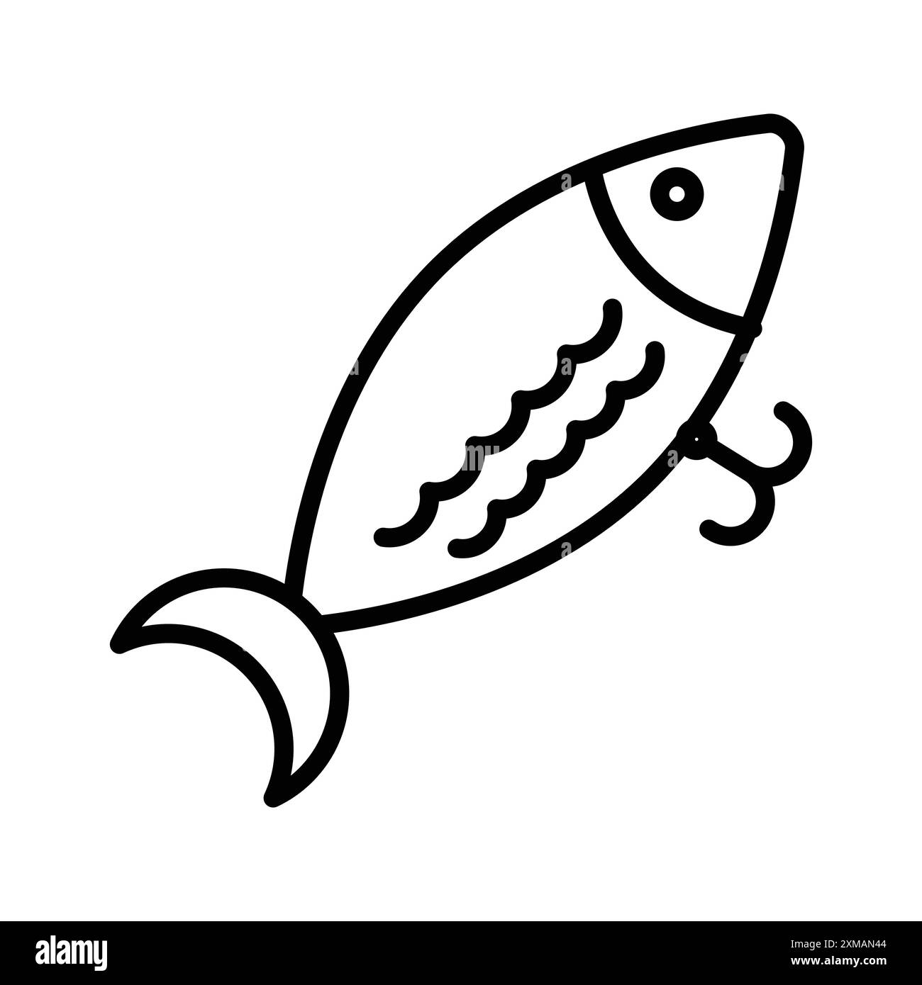 Appât pêche Minnow icône linéaire logo Mark Set collection en noir et blanc pour le web Illustration de Vecteur