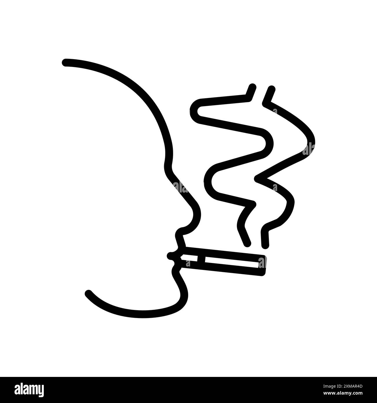 homme fumant cigarette icône linéaire logo marque collection en noir et blanc pour le web Illustration de Vecteur