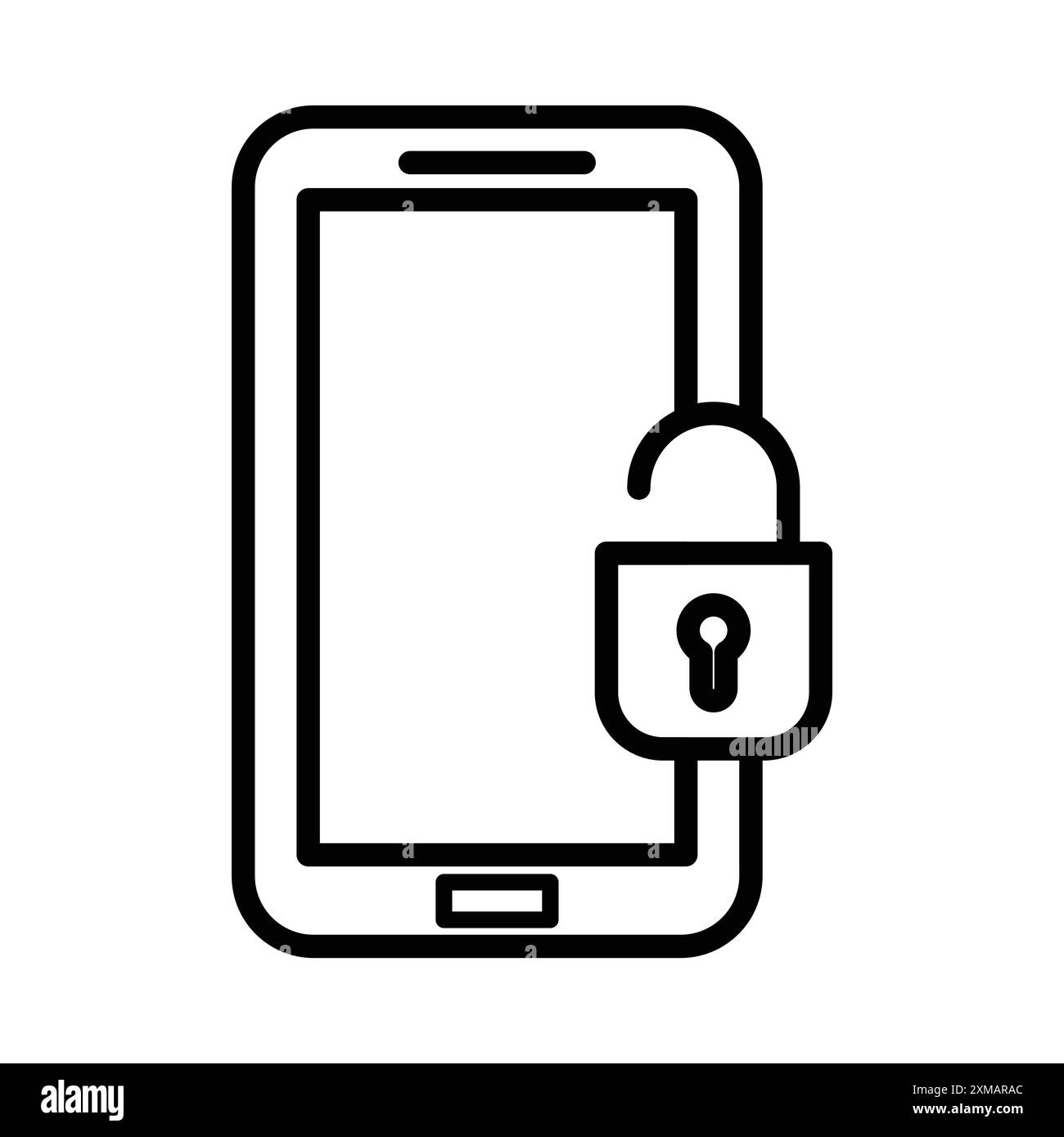 Mobile Unlock icône marque linéaire logo set collection en noir et blanc pour le web Illustration de Vecteur