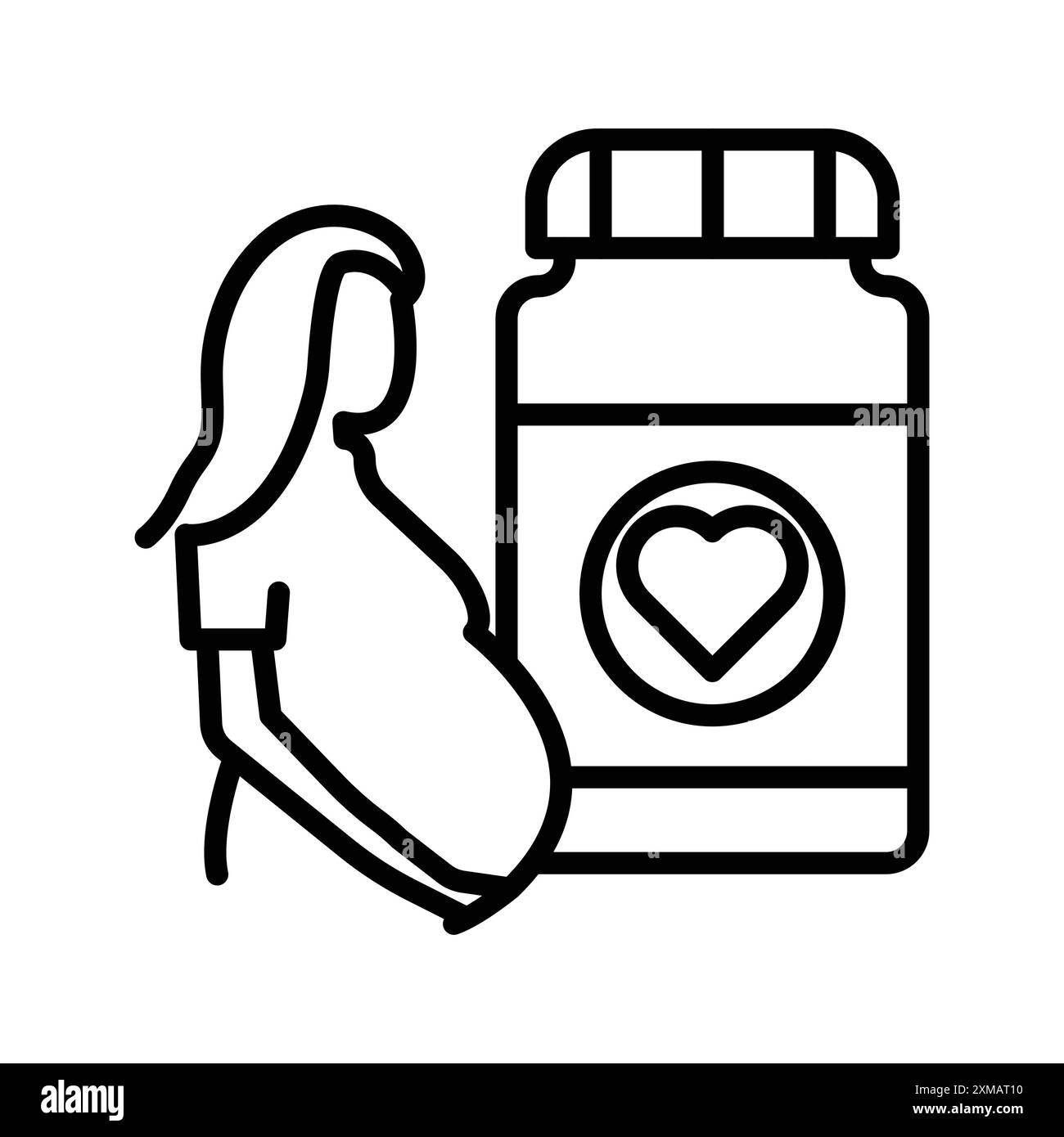 Suppléments pour les femmes enceintes icône linéaire logo Mark Set collection en noir et blanc pour le web Illustration de Vecteur