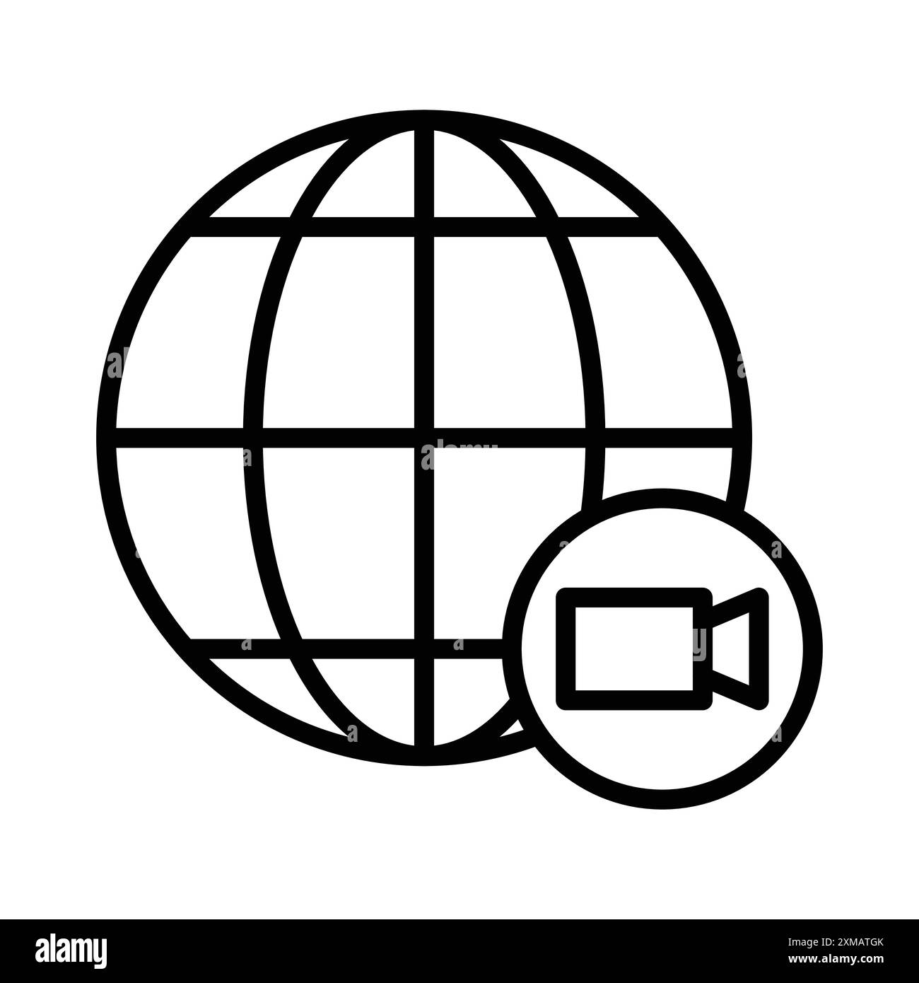 Icône de conférence vidéo chat linéaire logo Mark Set collection en noir et blanc pour le Web Illustration de Vecteur