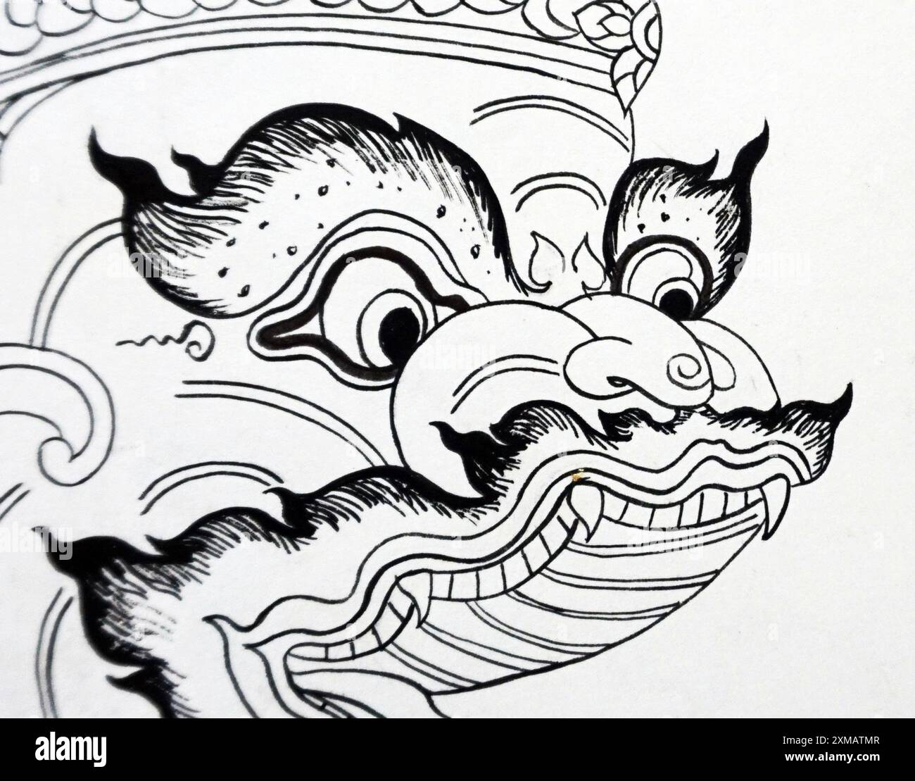dessin d'art ramayana thai motif ancienne thaïlande Banque D'Images