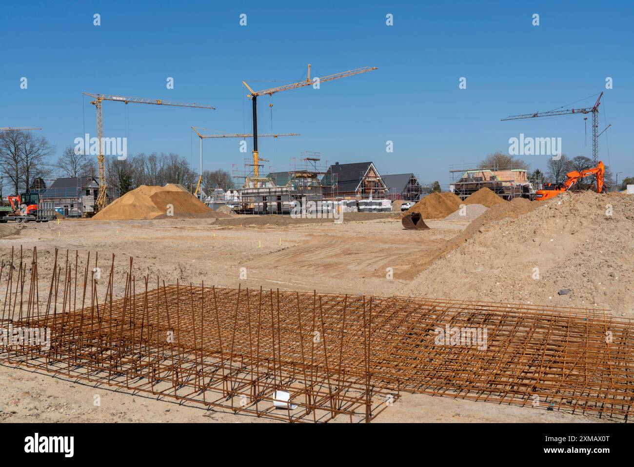 Nouvelle zone de développement, Am Schwan, à Wesel, où 70 maisons individuelles et jumelées sont en construction, Bas-Rhin, Allemagne Banque D'Images