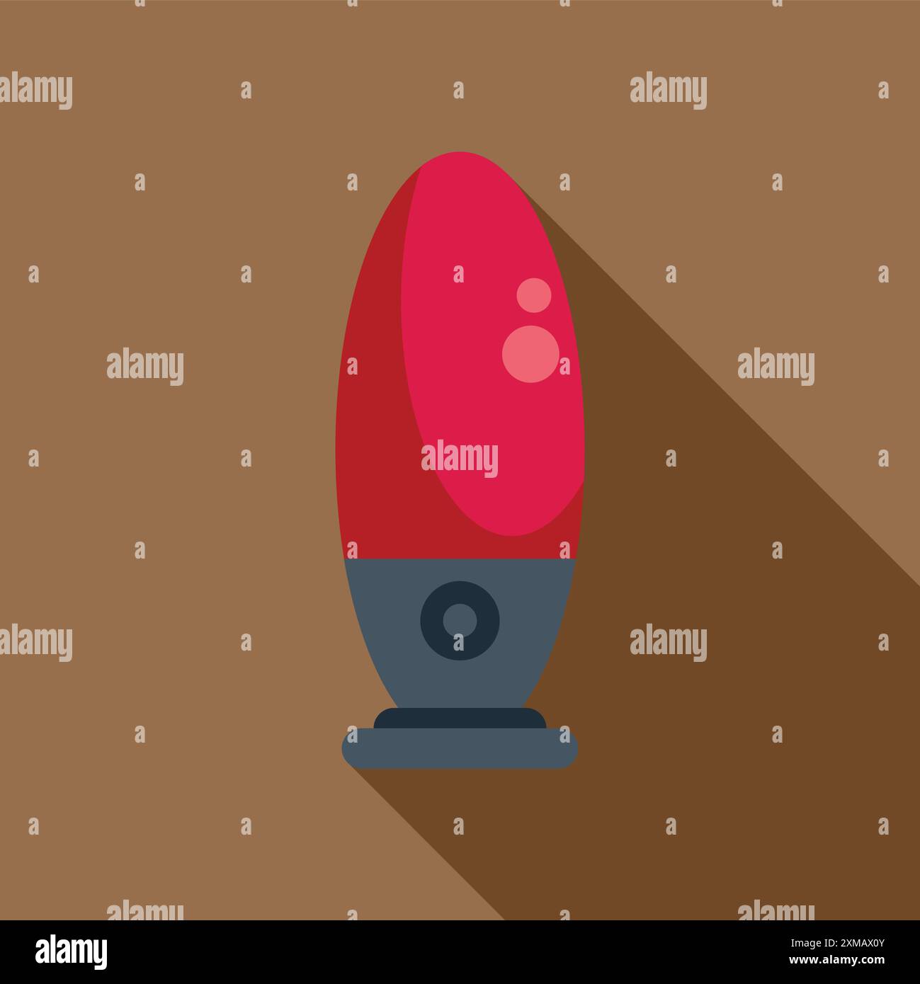 Illustration avec une lampe de lave rouge avec une longue ombre, évoquant une ambiance rétro et relaxante Illustration de Vecteur