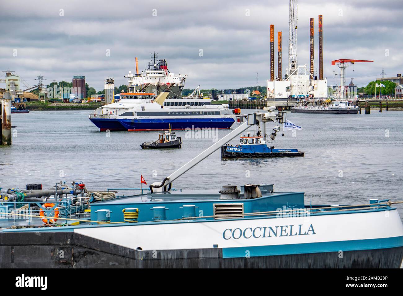 La plate-forme élévatrice, JB119, plate-forme de travail, par exemple pour la construction de parcs éoliens offshore, navire de transport lourd Fjord, Westernschelde Banque D'Images