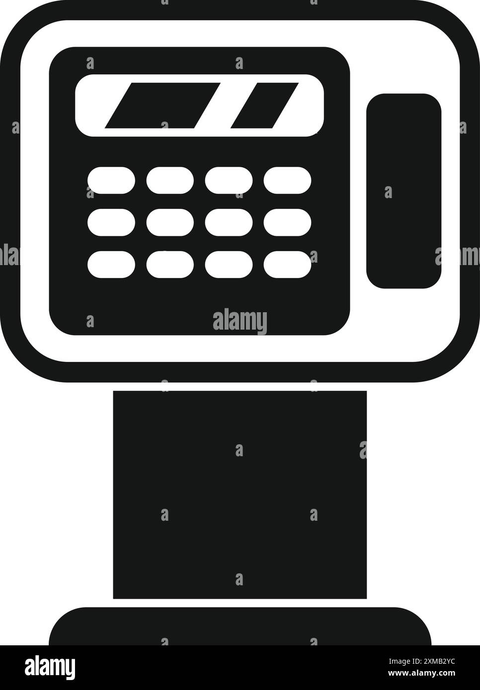 Simple icône noire et blanche d'un téléphone public debout sur un support Illustration de Vecteur