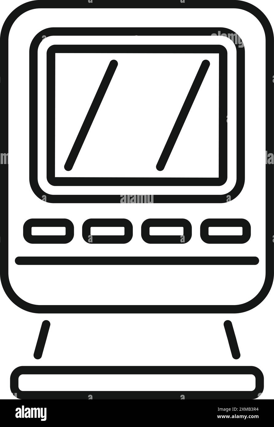 Simple icône d'art de ligne d'un train à grande vitesse futuriste arrivant à la gare Illustration de Vecteur