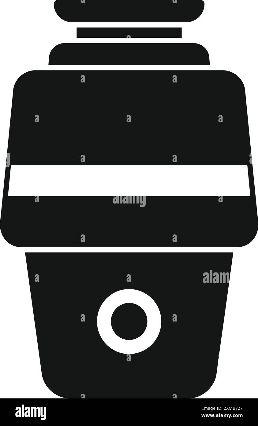 Icône noire simple d'une unité électrique moderne d'élimination des déchets alimentaires, un appareil pratique pour n'importe quelle cuisine Illustration de Vecteur