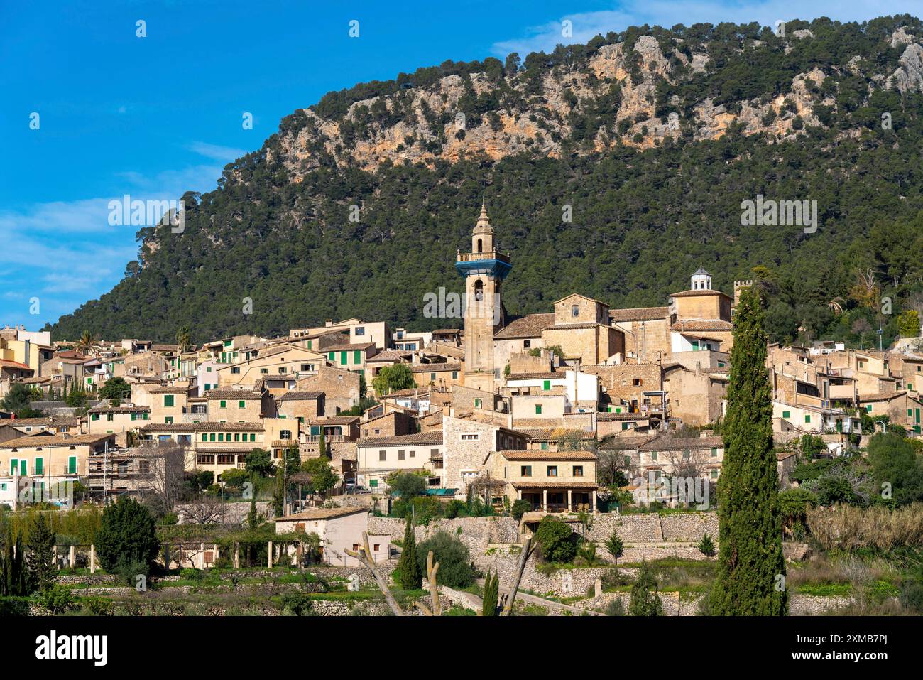 Le village de Valldemossa, au nord-ouest de l'île, Serra de Tramuntana, Majorque, Espagne Banque D'Images