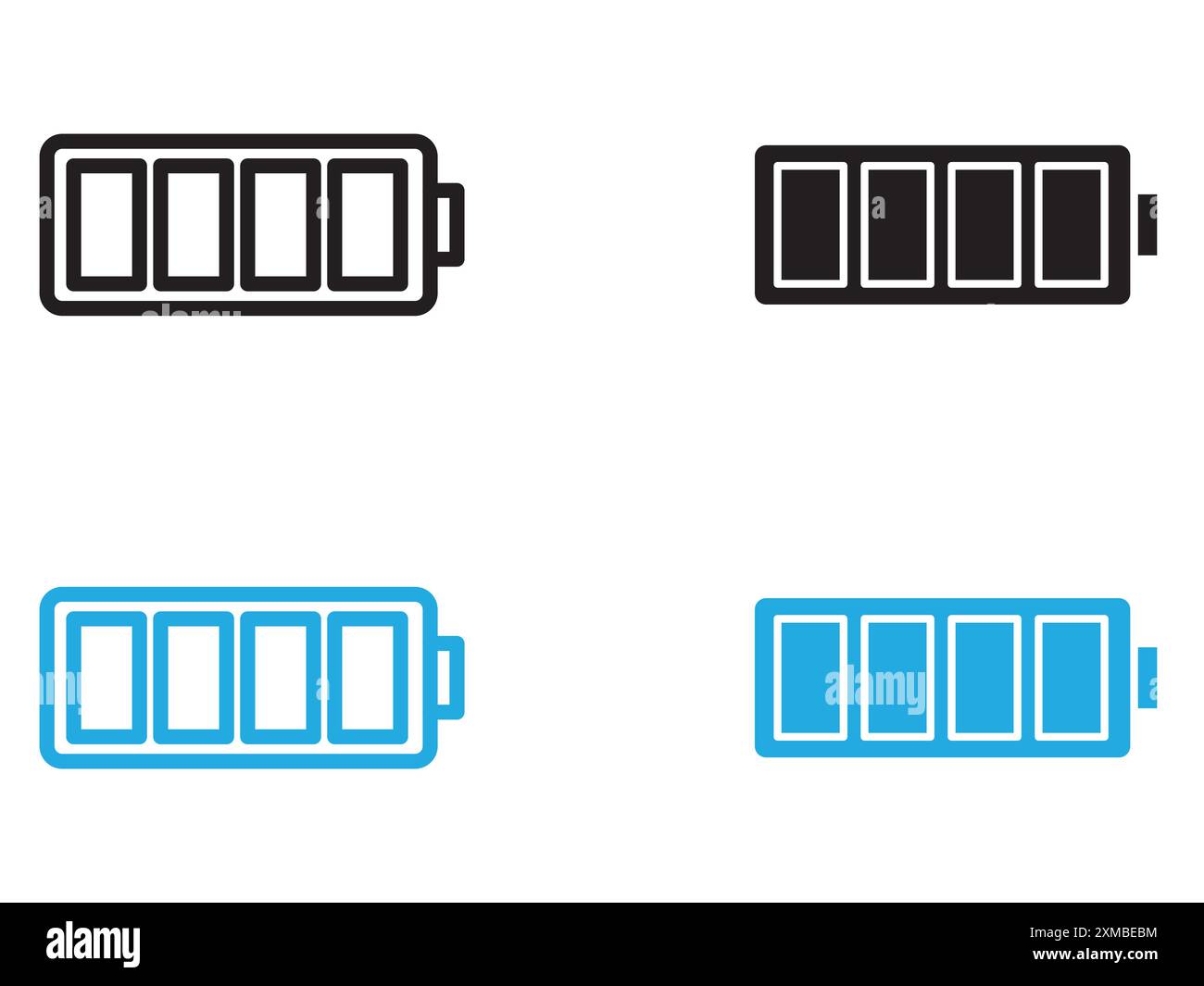 Marque de logo de ligne vectorielle d'icône de batterie ou style de contour de collection de jeu de symboles Illustration de Vecteur