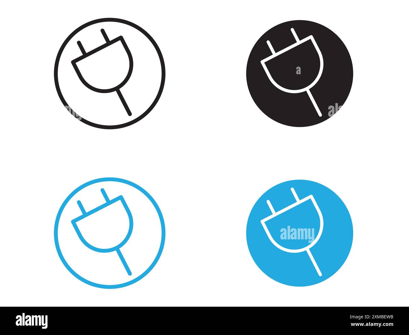 Marque de logo de ligne vectorielle d'icône de prise électrique ou style de contour de collection de jeu de symboles Illustration de Vecteur