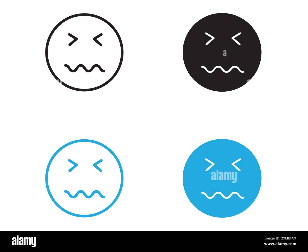 Désespéré icône emoji vectorielle logo marque ou style de contour de collection de jeu de symboles Illustration de Vecteur