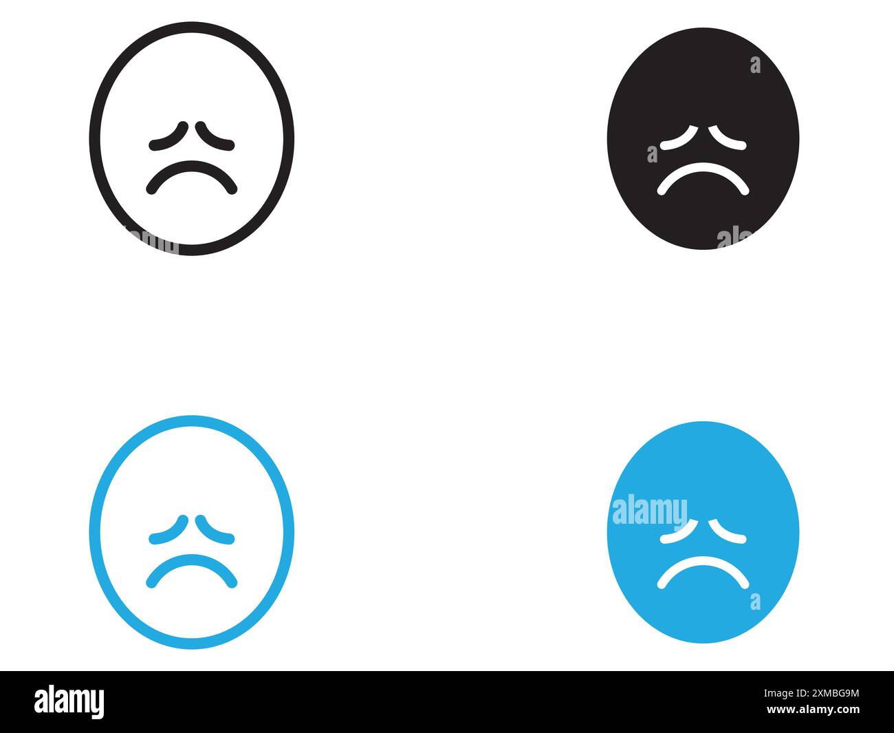 Triste, bouleversé ou solitaire icône d'émoticône vecteur de logo de ligne ou de style de contour de collection de jeu de symboles Illustration de Vecteur