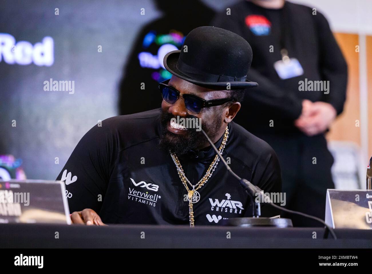 LONDRES, ROYAUME-UNI. 24 juillet 25. Derek Chisora lors des conférences de presse finales Joyce vs Chisora à Arora suite, l'O2 Intercontinental Hotel, le jeudi 25 juillet 2024 à LONDRES, ANGLETERRE. Crédit : Taka G Wu/Alamy Live News Banque D'Images