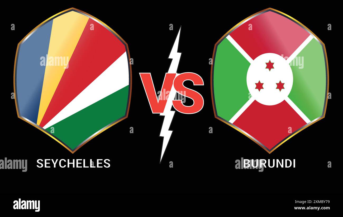 Seychelles vs Burundi Soccer match avec fond noir et versus Flags Illustration de Vecteur