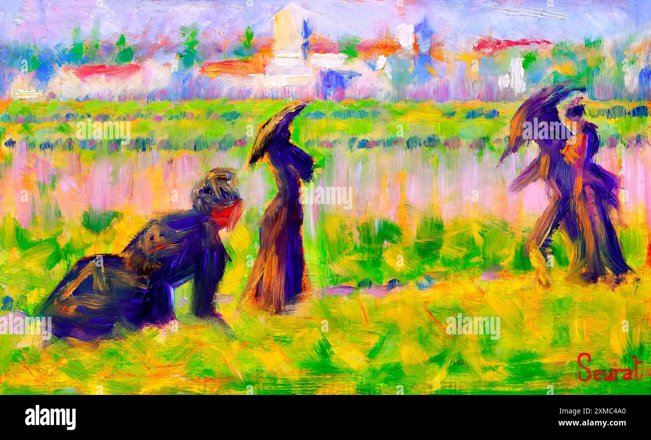 Figures in a Landscape (vers 1883) de Georges Seurat. Original de la National Gallery of Art. Banque D'Images