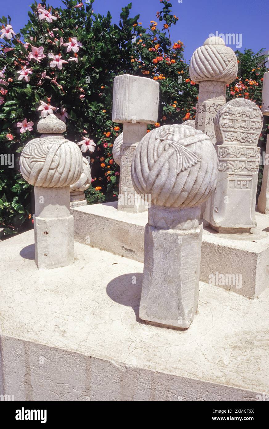 Tunis, Tunisie. Les pierres tombales, ottomane et husseinite, 17e-19e. Des siècles. Zawiya de Sidi Kacem Al-Jalizi. Banque D'Images