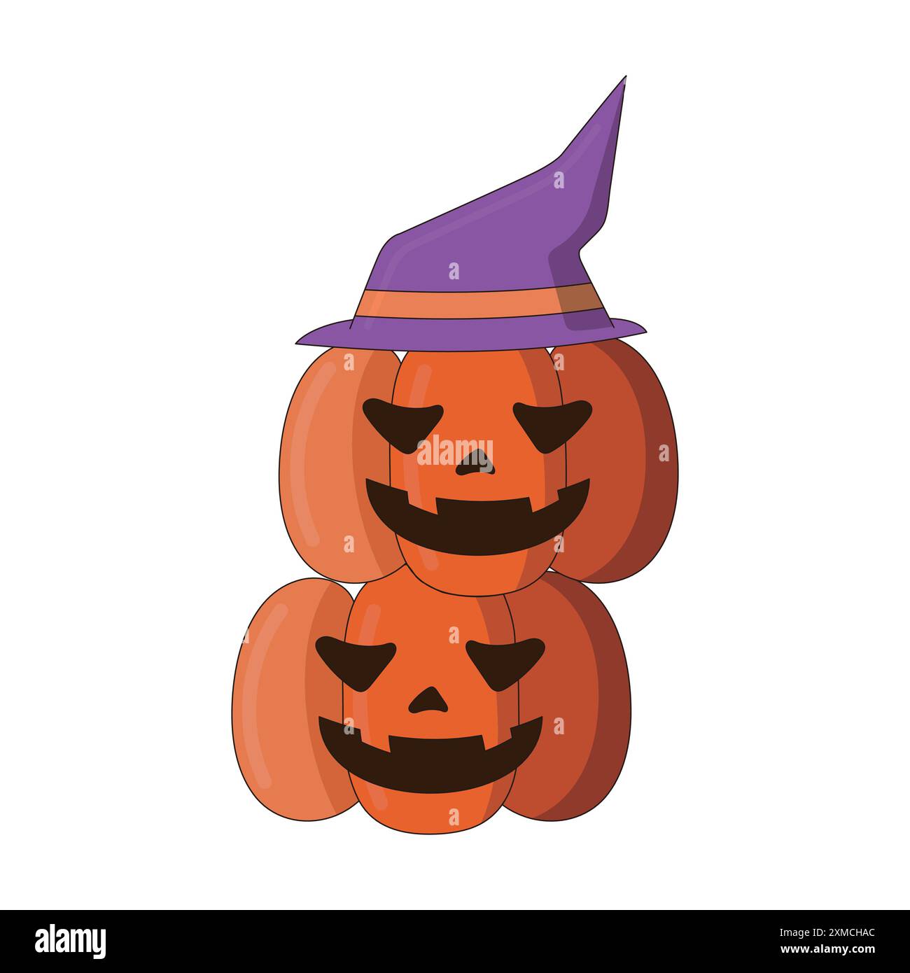 Lanterne d'Halloween avec chapeau de sorcière violet et chevauchement Illustration de Vecteur