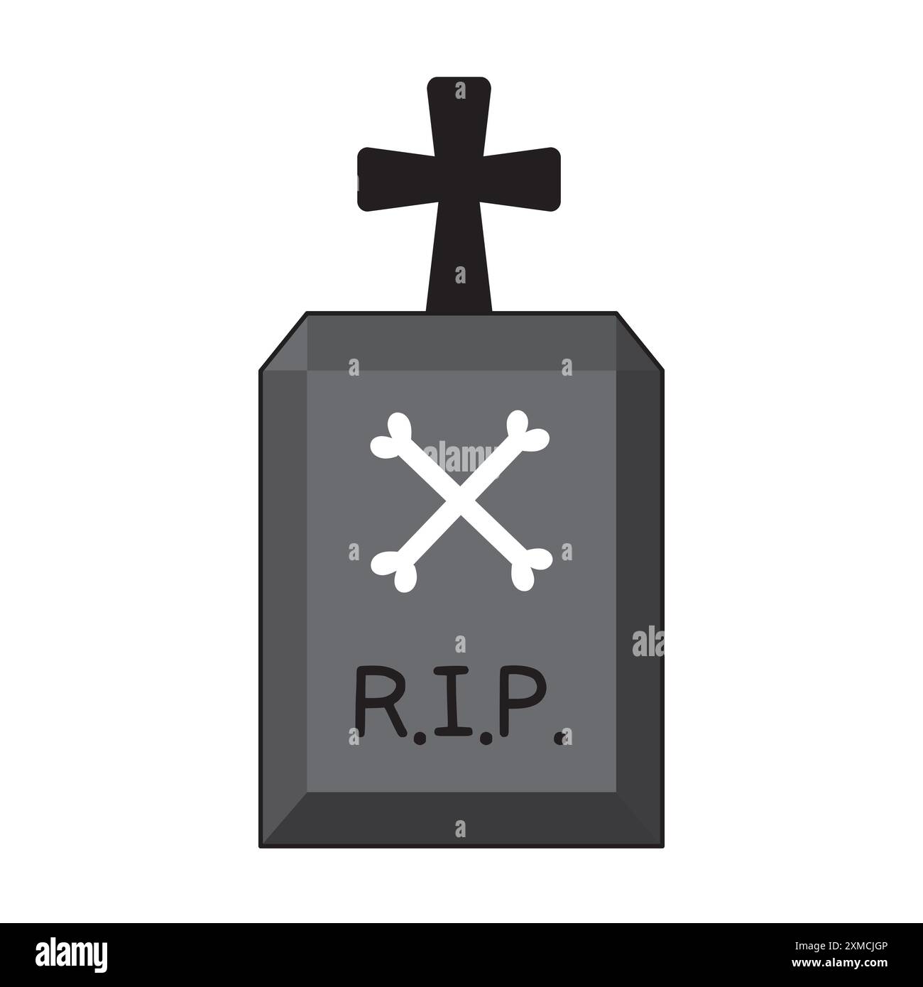 R.I.P. avec croix noire et os dessus Illustration de Vecteur