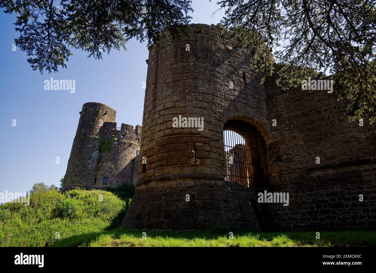 Le château de Caldicott se prélasse du soleil d'été gallois Banque D'Images