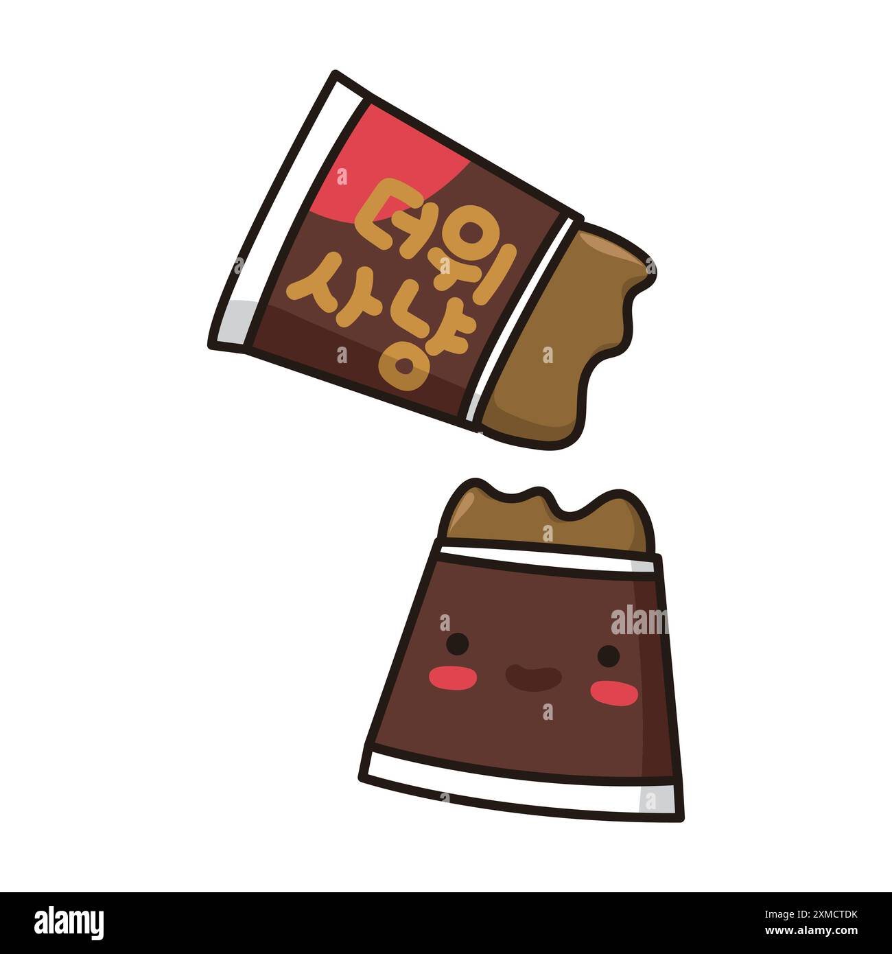 Crème glacée au café représentative de la Corée qui peut être coupée en deux, 'deo-wi-sa-nyang' Illustration de Vecteur