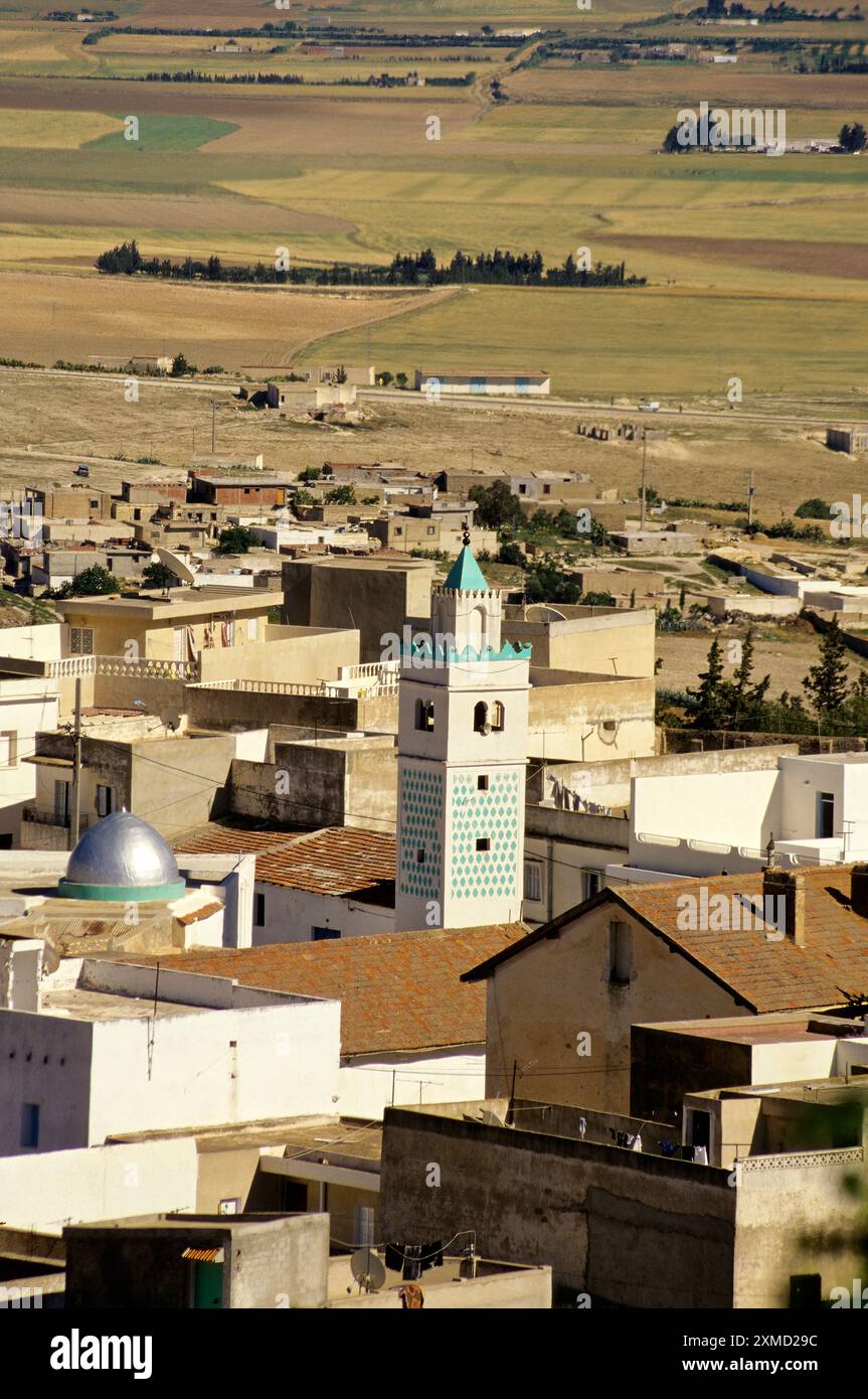 La Tunisie, Le Kef. Vue depuis la citadelle, dominant la ville et la campagne. Banque D'Images