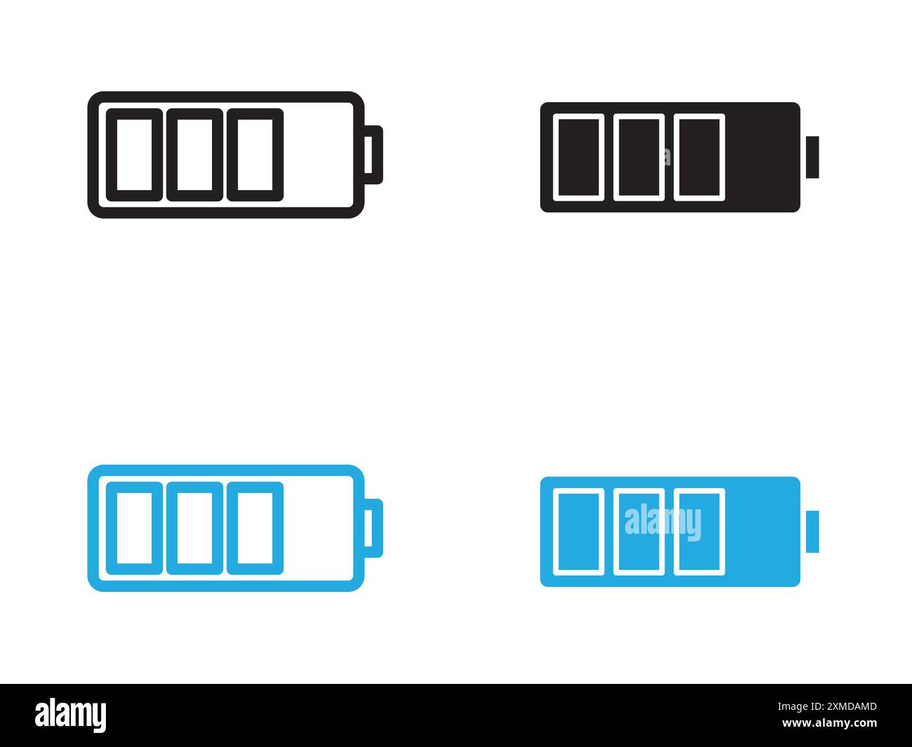 marque de logo de ligne vectorielle d'icône de batterie ou style de contour de collection de jeu de symboles Illustration de Vecteur