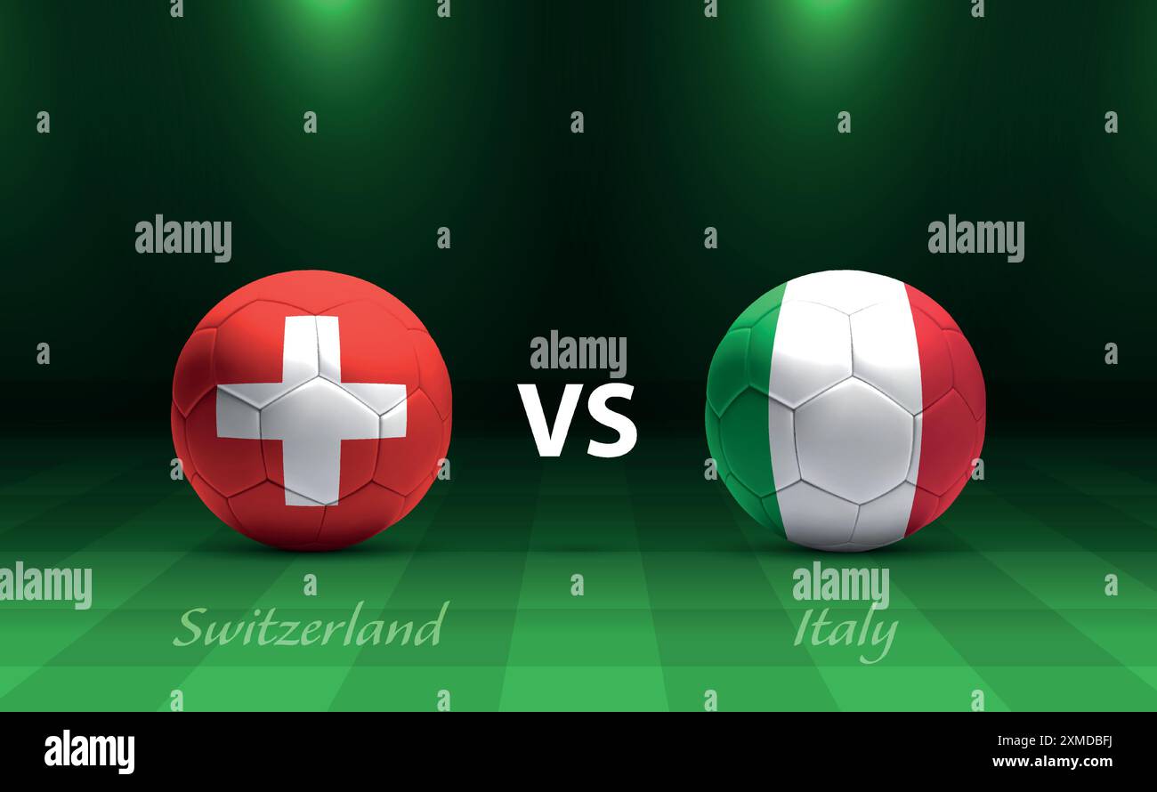 Modèle de diffusion du tableau de bord du football Suisse vs Italie tournoi Europe 2024 Illustration de Vecteur