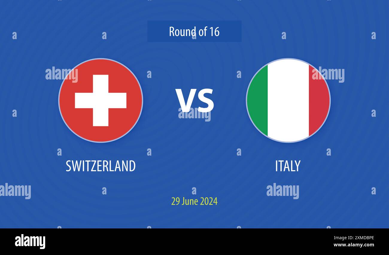 Modèle de diffusion du tableau de bord du football Suisse vs Italie tournoi Europe 2024 Illustration de Vecteur