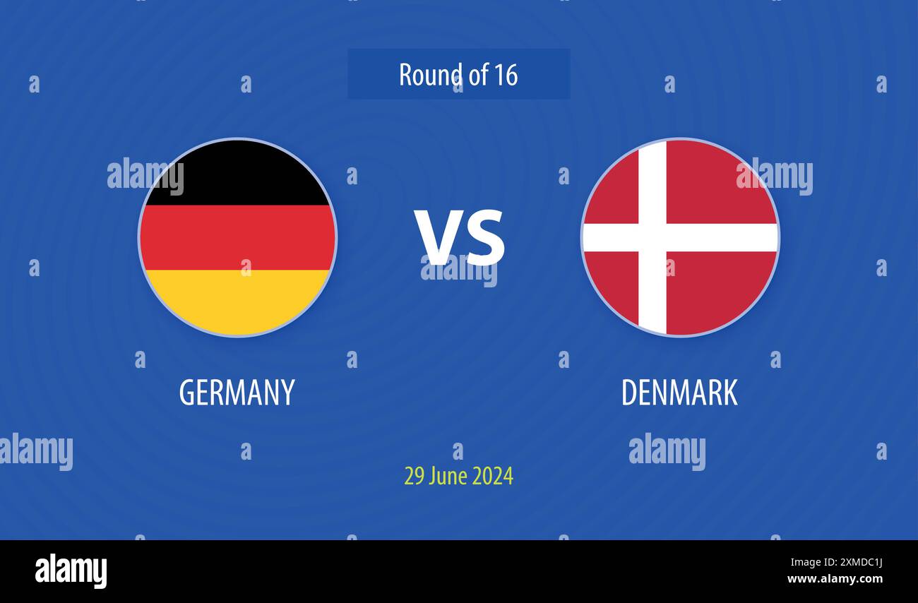 Allemagne vs Danemark football scoreboard modèle de diffusion tournoi Europe 2024 Illustration de Vecteur