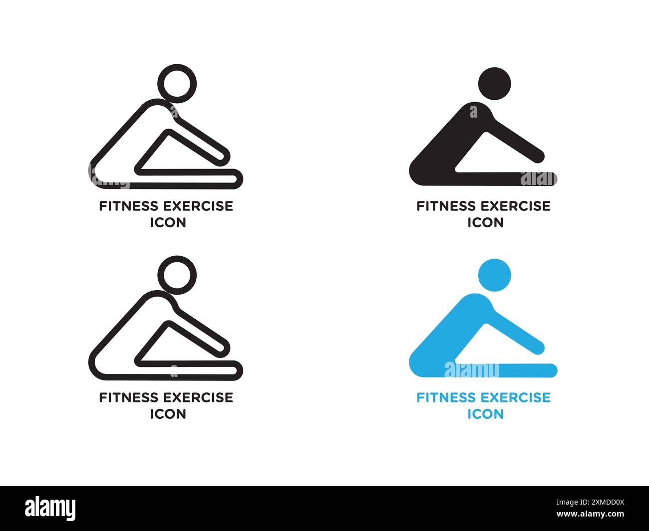 Marque de logo de ligne vectorielle d'exercice de fitness ou style de contour de collection de jeu de symboles Illustration de Vecteur