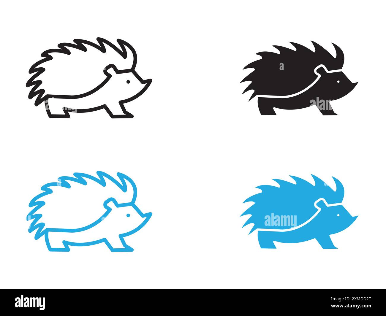 Marque de logo de ligne vectorielle d'icône de hérisson ou style de contour de collection de jeu de symboles Illustration de Vecteur