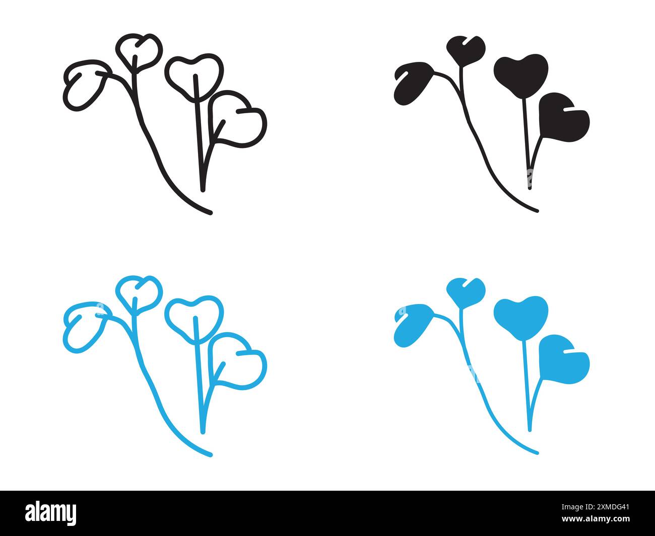 marque de logo de ligne de vecteur d'icône de légume de cresson ou style de contour de collection de jeu de symboles Illustration de Vecteur