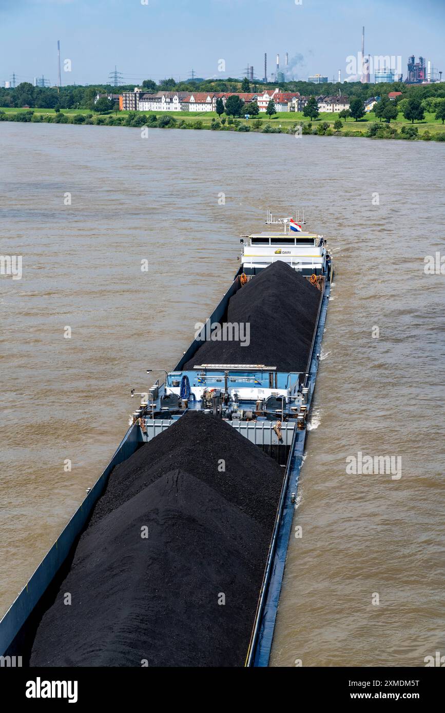 Navigation intérieure, le cargo néerlandais Privilege apporte du charbon importé, du charbon vapeur, de Rotterdam au sud de l'Allemagne, ici sur le Rhin à Ruhrort Banque D'Images