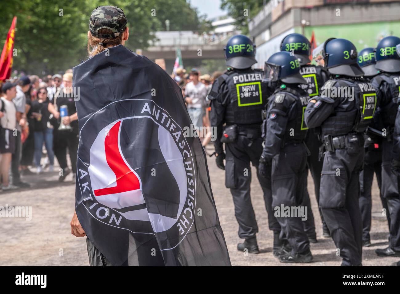 Manifestation contre la conférence du parti AFD à Essen, Rhénanie du Nord-Westphalie, Allemagne Banque D'Images