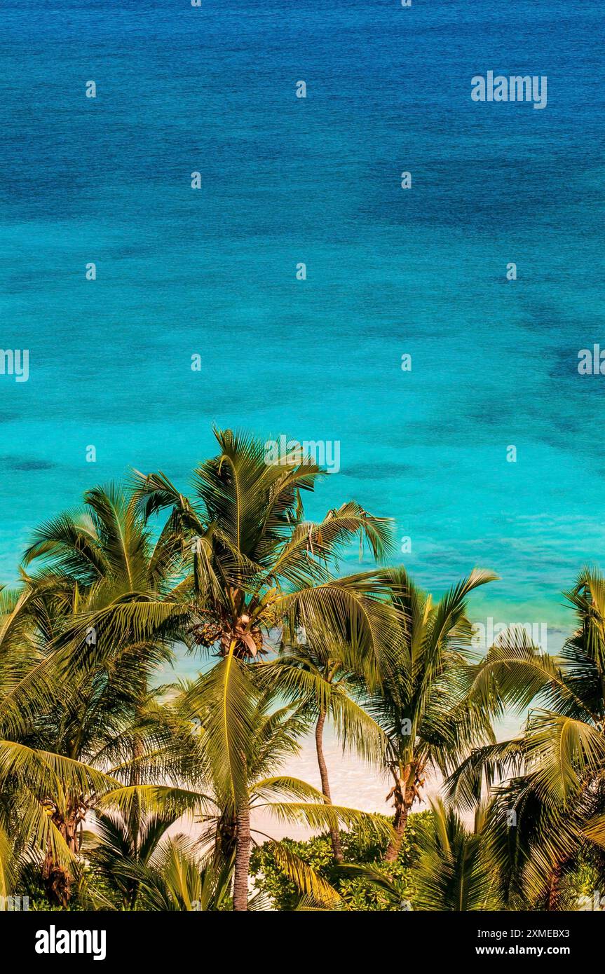 Petite Anse Beach au four Seasons Resort, Mahé, République des Seychelles, Océan Indien Banque D'Images