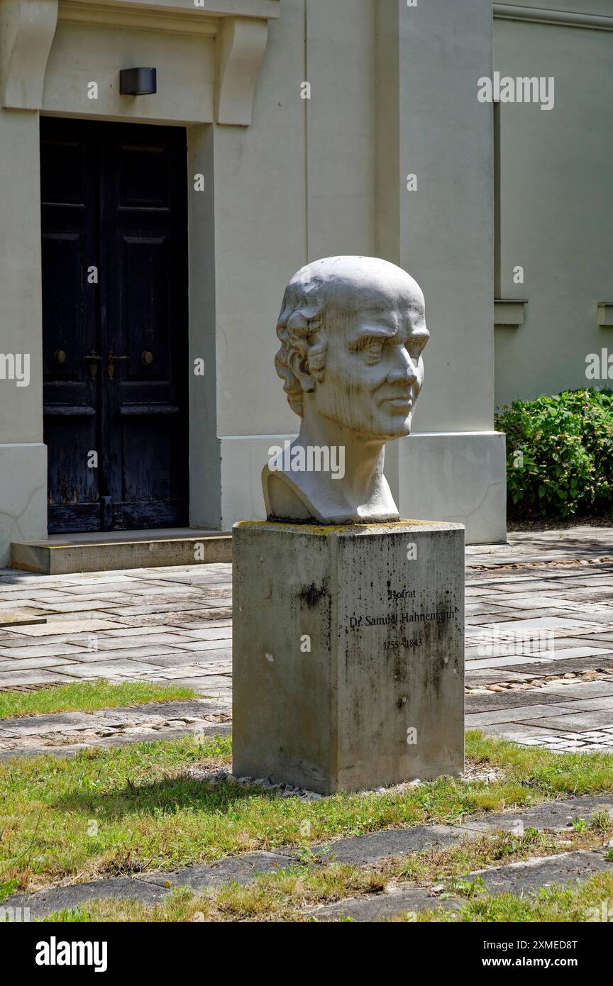 Hahnemann Bust, Bibliothèque européenne pour l'homéopathie, Koethen, Saxe-Anhalt, Allemagne Banque D'Images