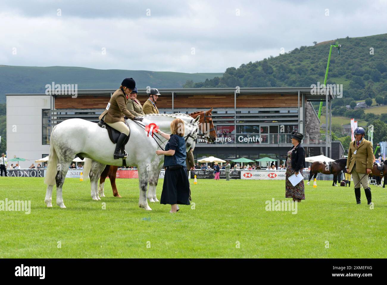 Des personnes participant à des épreuves équestres au Royal Welsh Show, Builth Wells, juillet 2024 Banque D'Images