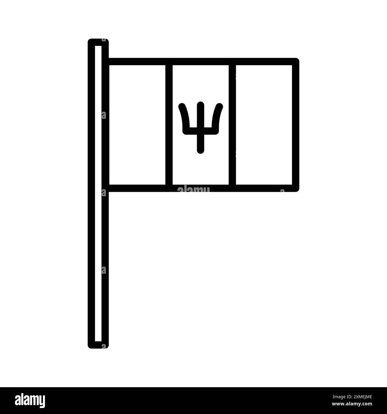 Icône de drapeau de pays de la Barbade définie dans un style de contour de ligne mince et un signe vectoriel linéaire Illustration de Vecteur