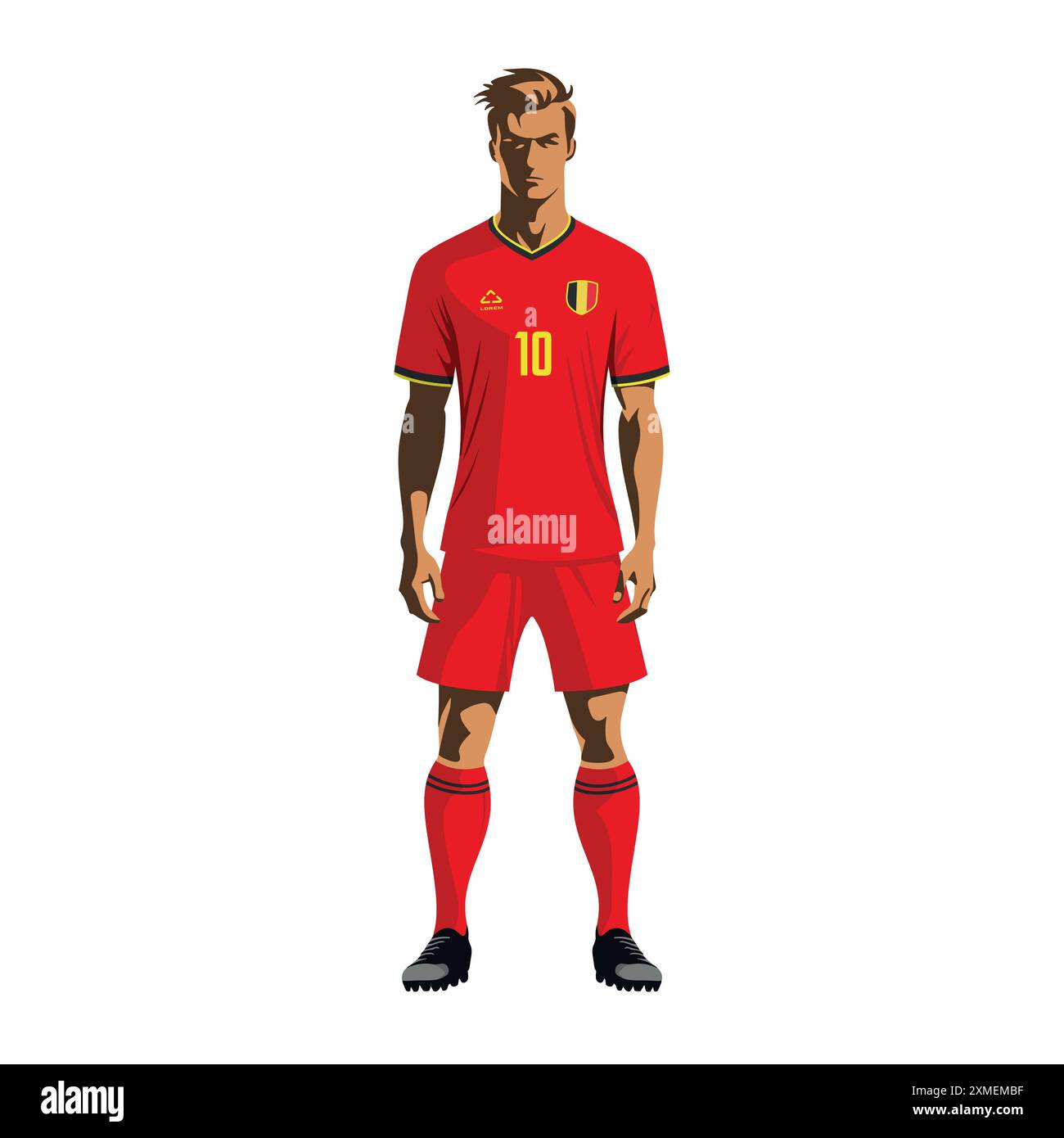 Joueur de football en uniforme de l'équipe belge. Illustration vectorielle Illustration de Vecteur