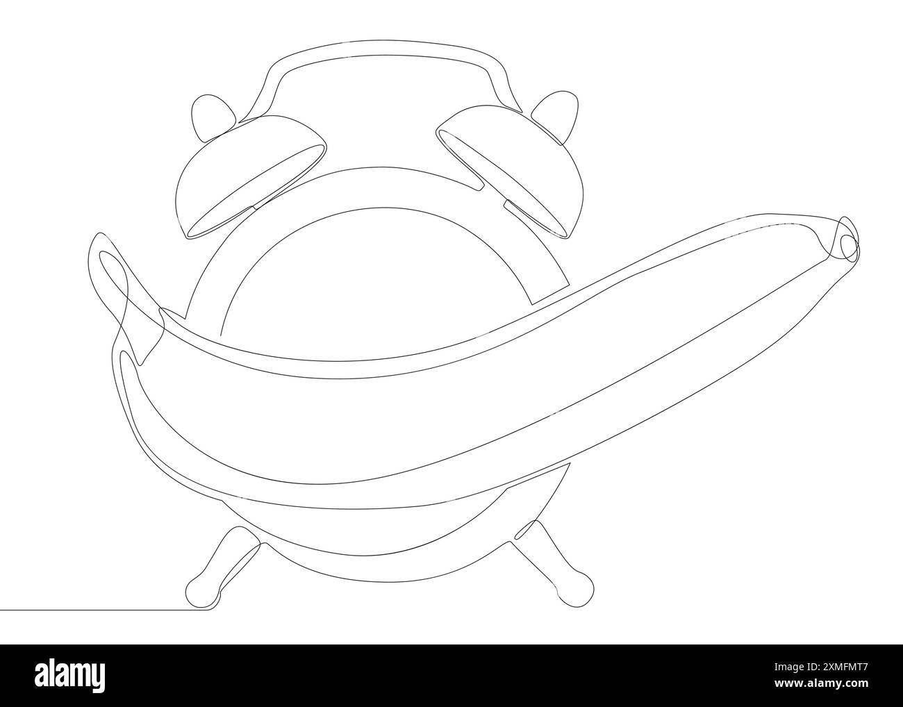 Une ligne continue de réveil avec banane. Concept vectoriel d'illustration de ligne mince. Contour Drawing idées créatives. Illustration de Vecteur