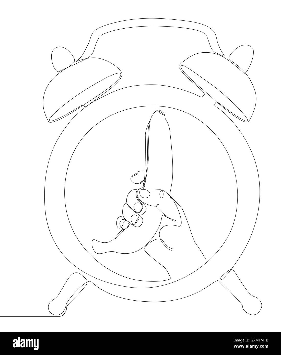 Une ligne continue de réveil avec banane. Concept vectoriel d'illustration de ligne mince. Contour Drawing idées créatives. Illustration de Vecteur