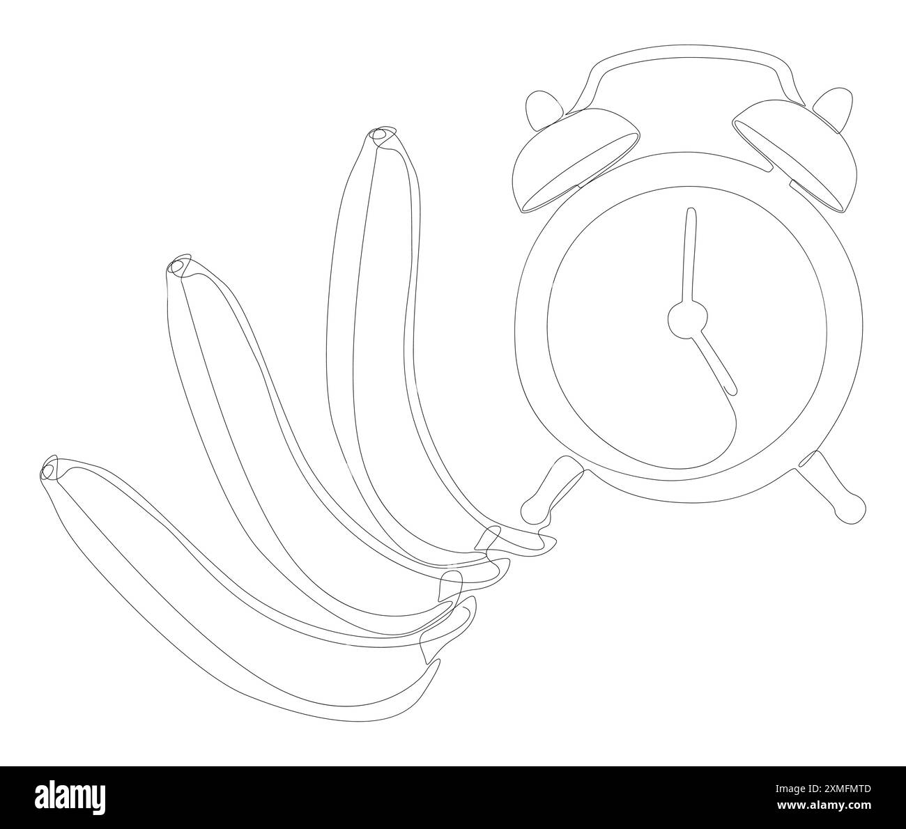 Une ligne continue de réveil avec banane. Concept vectoriel d'illustration de ligne mince. Contour Drawing idées créatives. Illustration de Vecteur